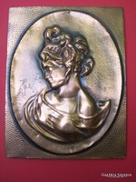 Antik falikép "Dedilah" trébelt réz 35 x 27 cm  a képeken látható korának megfelelő szép állapotban