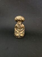 Tömör sárgaréz turbános keleti bölcs / pasa kisszobor (9,2 cm)