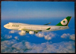Eva Air Boeing 747-400  repülő   - fotó képeslap