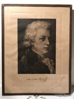 KÉP - MOZART - 1890 - 1920 év - 30 x 23 cm - " RÓKAFOLTOS PAPÍR"  - BÉCSI SZALONBÓL
