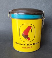 Régi Julius Meinl kávés fém doboz csatos bakelit tetővel