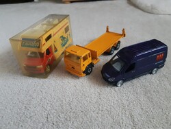 Siku: Volvo F12 Turbo6, Majorette: Mercedes-Benz Sprinter-hátrahúzós, Lakóautó