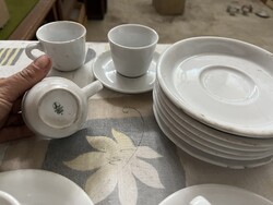 Retro lengyel Lubiana fehér porcelán kávéscsésze szett aljakkal