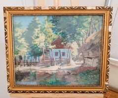 Velten Armand tanya/falurészlet Nemzeti Szalon címkével 55x46 cm kerettel