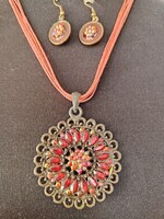 Mandala piros köves ékszer szett (9185)