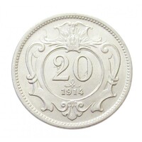 Ausztria,20 heller 1914 EF+ nikkel