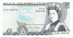 5 font pound pounds 1988-91 Anglia G.M. Gill Erzsébet királynő