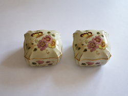 2 db Zsolnay Exclusiv kézzel festett porcelán bonbonier / ékszertartó - párban - hibátlan