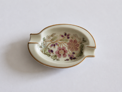Zsolnay kézzel festett porcelán hamutál / tálka - aranyozott virágmintás dekor - hibátlan
