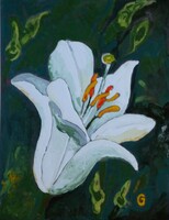 Tűzzománc. Cím﻿﻿﻿: Liliom. Nagy méret: 24 cm. X 20 cm.