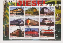 Szomália blokkbélyeg 2003 - Régi és Új Diesel Mozdonyok