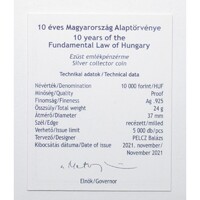 Magyarország,10000 forint 2021 PP - Alaptörvény - Certifikáció
