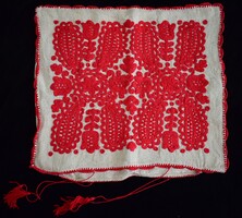 Hímzett vászon erdélyi írásos kézimunka párna huzat díszpárna minta  51x45 cm kalotaszegi