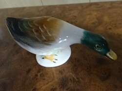 Bodrogkeresztúri mázas kerámia figura, vadkacsa, magassága 5,7 cm. Jókai