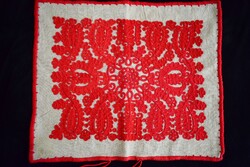 Hímzett vászon erdélyi írásos kézimunka párna huzat díszpárna minta  55x46 cm kalotaszegi