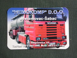 Kártyanaptár,Szerbia,Jevremovac-Šabac szállítmányozás,Scania tartájkocsi,teherautó,2002   (8)