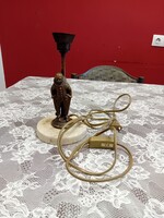 Antik Art Deco figurális bronz asztali lámpa – Pierrot / Bohóc, márvány talppal