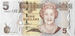 2 x 5 dollár 2007 Fiji Fidzsi szigetek Erzsébet királynő UNC Sorszámkövetők
