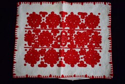 Hímzett vászon erdélyi írásos kézimunka párna huzat díszpárna minta  57x45 cm kalotaszegi
