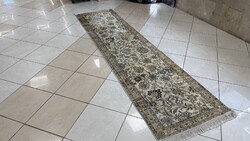 4334 Kasmíri hernyóselyem Isfahan kézi perzsa futó szőnyeg 77X310CM