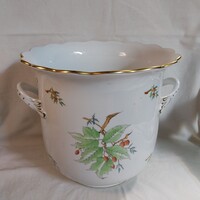 Herendi porcelán csipkebogyó mintás füles kaspó, hibátlan