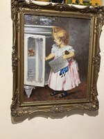 Kemény László - Kislány babával..(50x40cm+k)