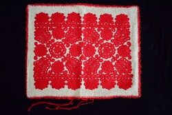 Hímzett vászon erdélyi írásos kézimunka párna huzat díszpárna minta  62x50 cm kalotaszegi