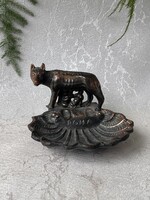 Antik Capitoliumi farkas Romulus és Remus mitológiai bronz hamutál római emlék