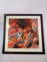 Művész: E. Kottek Péter (1955–) ​Mérete: 76 × 78 cm (kerettel együtt) – monumentális, nappali vagy i