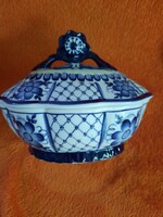Eredeti szovjet Gzsel kézzel festett porcelán bonboier - Hibátlan!