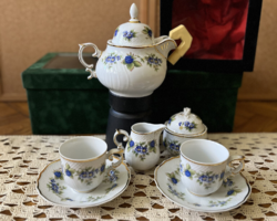 Hollóházi Porcelán „Szedres” kávéskészlet – eredeti díszdobozban