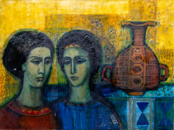 Garabuczy Ágnes: Nővérek;  olaj;  60X80 cm