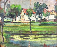 2A318 Dorogi Imre : Falusi házak 30 x 24 cm