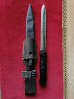 Eredeti WW2 német K98 bajonett hüvelyben sérült + Ritka bőr papucs G. Albert Menden 1942