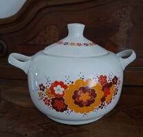 Retro Alföldi porcelán levesestál fedővel – Bella-207 „Menza” minta (Hibátlan!)