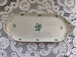 Eladó gyönyörű régi porcelán Herendi zöld virág mintás szendvics, süteményes tál!