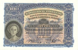 100 frank francs franken 1949 Svájc Ritka Egy gyenge hajtásnyom középen