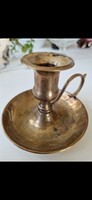 Sétáló sárgaréz gyertyatartó az 1960-70-es évekből, magassága 8,5cm, átmérője alul 13cm