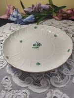 Eladó gyönyörű régi porcelán Herendi zöld virágmintás hatalmas petemes kérek kínáló tál!