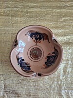 Karcagi népi mintás kerámia hamutál / hamutartó