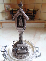 19.sz-i Mariazelli útszéli szentély miniatűr "Mariazelli Madonna" útszéli kereszttel
