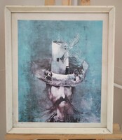 Szegvári Károly szélmalom című festményének a nyomata 45x53 cm kerettel