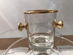 PEZSGŐSVÖDOR - 8 x 7 x 6 cm - ARANYOZOTT -  VASTAG - ÜVEG - HIBÁTLAN