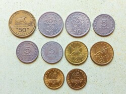 Görögország 10 db Különböző Érme 1 2 5 10 50 Drachma 1976-1992
