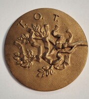 T.O.T.Kiváló termelőszövetkezeti Munkáért bronz v réz Somogyi Árpád szignó emlék plakett kitűzővel