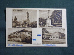 Képeslap,Bácsalmás,templom,zárda,mozi,hősi emlékmű,országzászló,Turul Bp. kiadás, 1925-