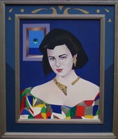 Némethy-Vető Katalin - Női portré, olaj ,fa 55x60 cm