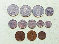 Hollandia 12 db Különböző Érme 1 5 10 25 Cents 1 Gulden 1963-1998