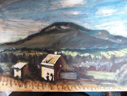Tóvári Tóth István Badacsonyi tájkép - farost lemezre olajjal festve - 80x40 cm