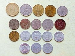 Magyarország 18 db Különböző Érme 1 2 5 10 20 100 Forint 1950-1995